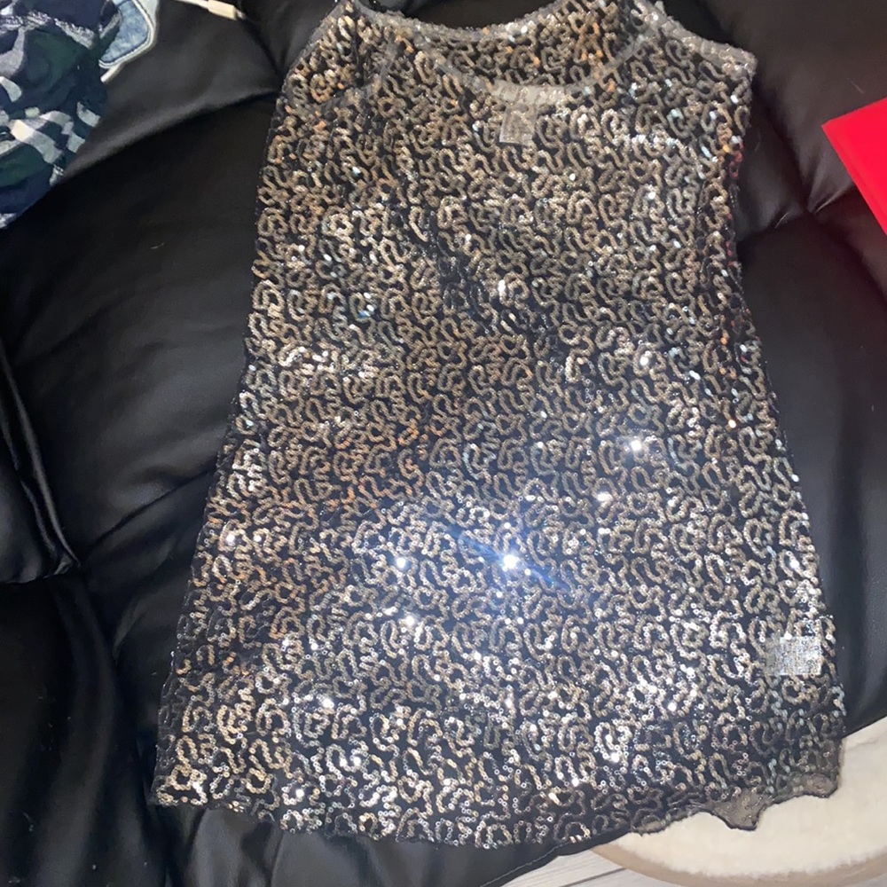 Sheer Top Size Small Sequin Sliver And Black - image 2